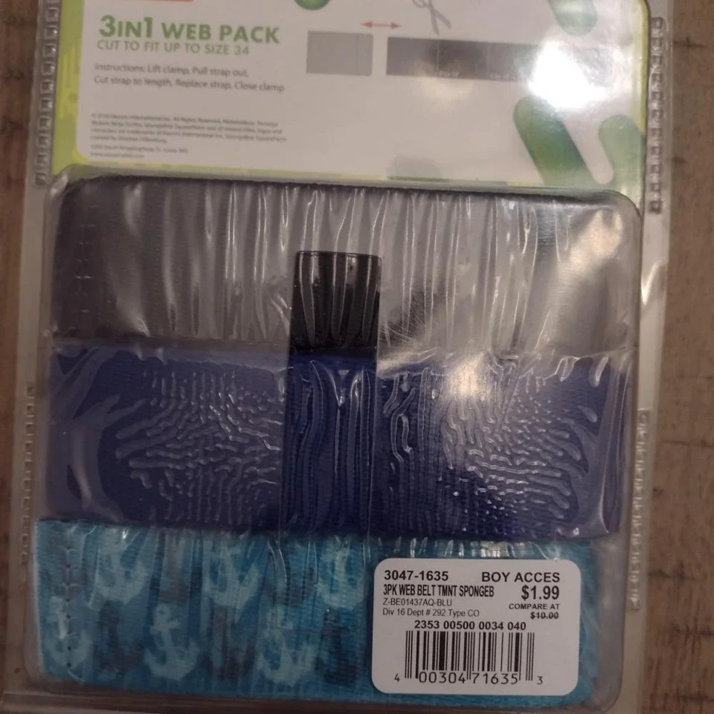 Nicolodeon Spongebob Squarepants, Ninja Turtles 3 in 1 web pack belts